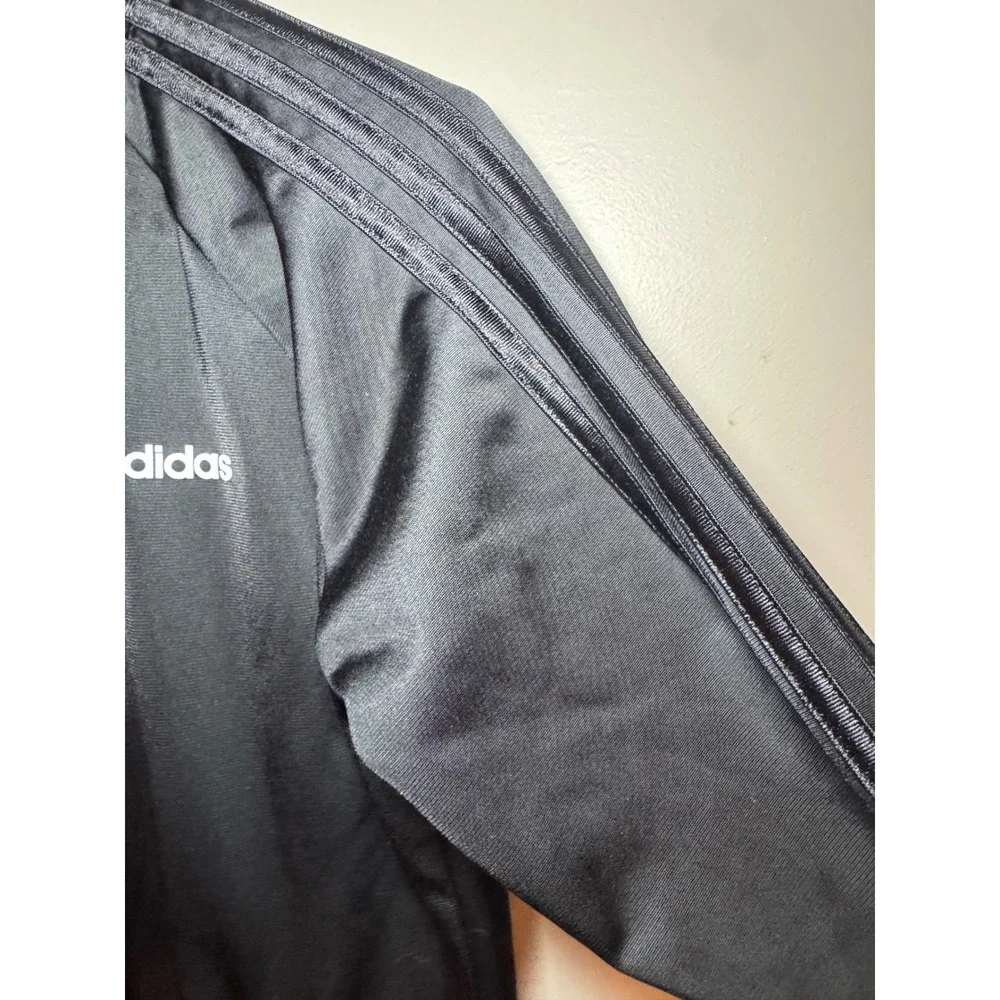 Adidas Mens Track Jacket Black Tonal 3-Stripe Full Zip Bomber Style Size Medium